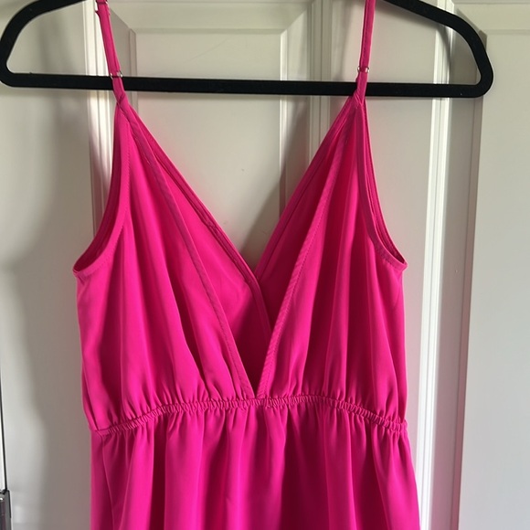 Hot Pink Sugar+Lips deep v-neck dress Size Small - Picture 5 of 8